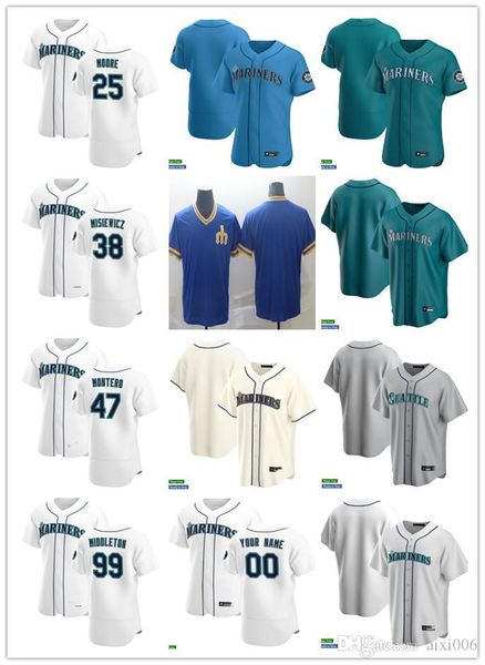 

men women youth 99 keynan middleton 38 anthony misiewicz 47 rafael montero 25 dylan moore custom baseball jersey, Blue;black