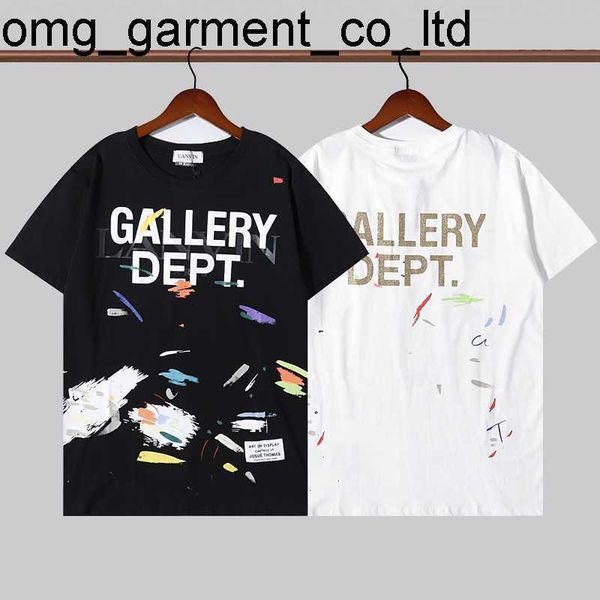 

men's new designer galery dept splash letter t-shirt hand painted short sleeve men women fashion tee, White;black