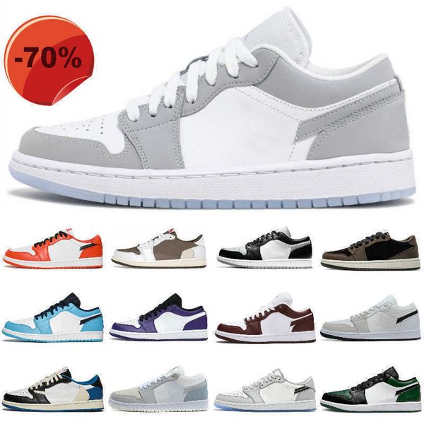 

sandals new men 2023 basketball shoes 1 low reverse mocha fragment white camo unc wolf grey shadow toe 1s court purple bred toe mens women t, Black