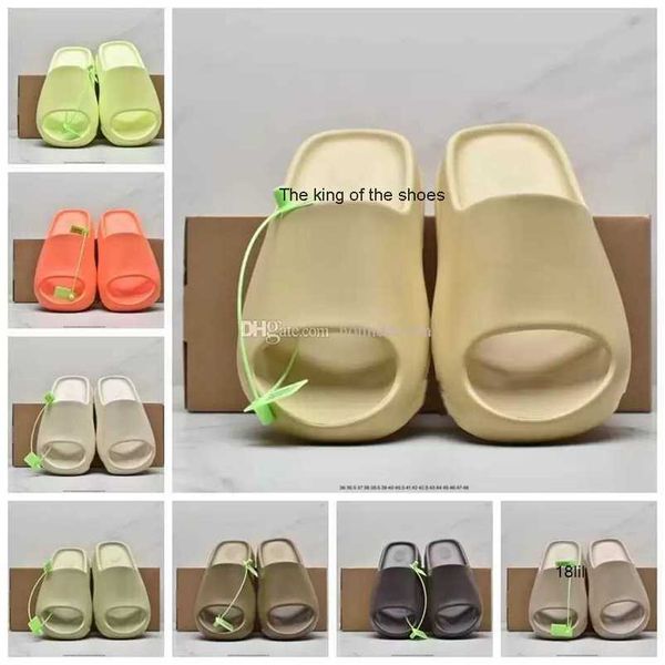

yezzzy slides kany slippers women desert sandals sand glow green bone earth brown enflame orange slipper pure soot onyx men designer, Black