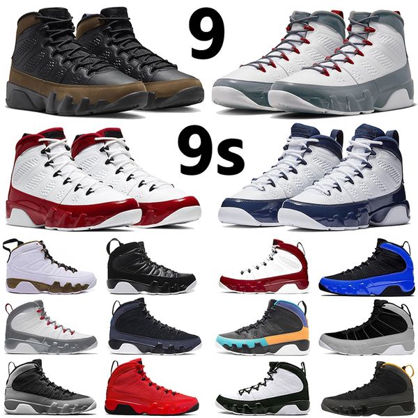 

jumpman 9 9s og men basketball shoes sneaker light olive university gold blue fire red particle grey chile gym red black white unc mens