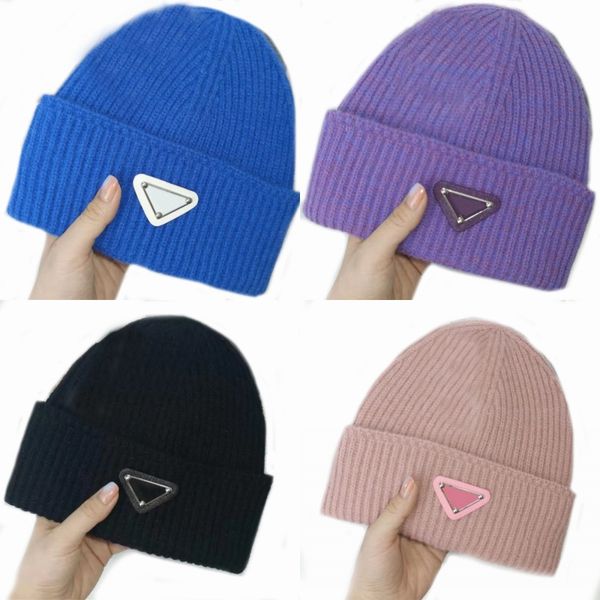 

designer man woman beanies ordinary hat retro style comfortable cashmere material classical knitted bonnets youth cold proof warm thicken de, Blue;gray