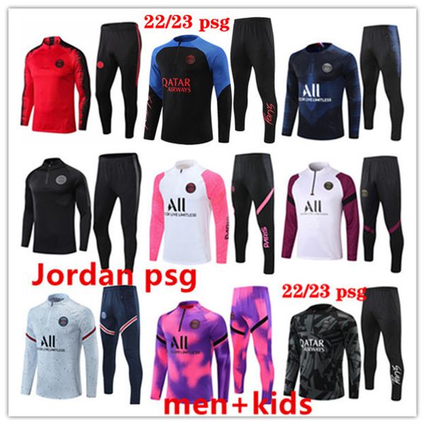 

21 22 23 jordam psgs mbappe soccer jersey tracksuit 16 17 18 19 20 retro paris football training suit half pull long sleeve sergio ramos ver, Black