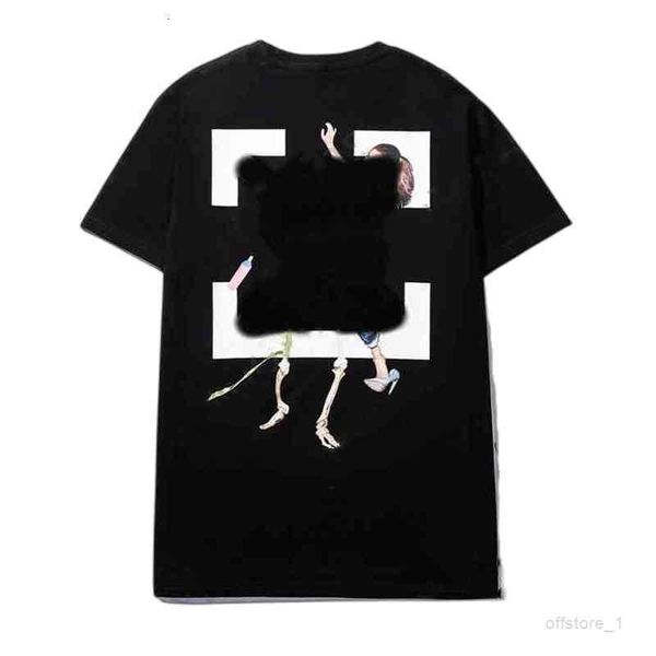 

v75w off men's t-shirts offs summer fashion white and girls dancing oil painting short sleeve t-shirt printed letter the back print, White;black