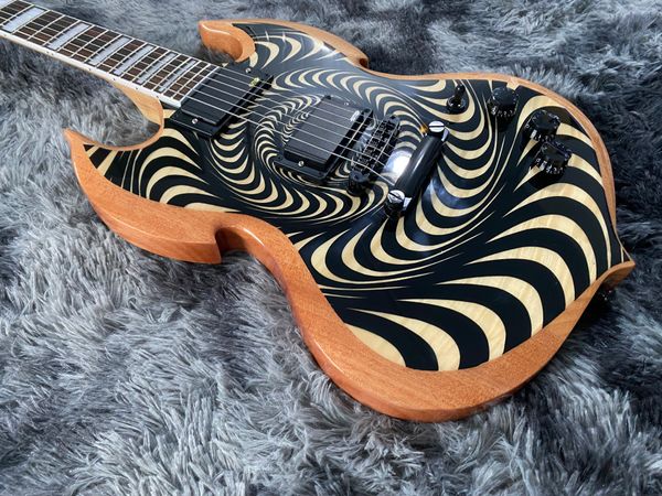 

oem electic guitar m logo mahogany body maple neck falme maple black hardware