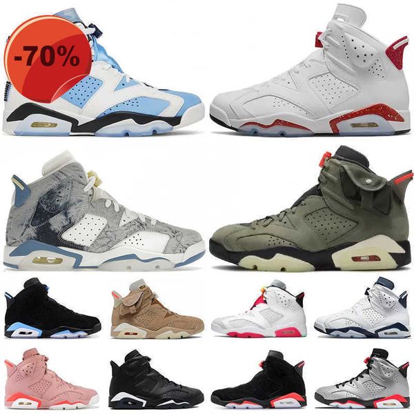 

sandals vi 6 2023 6s men basketball shoes mint foam university blue unc electric green bordeaux hare infrared white red oreo washed denim me, Black