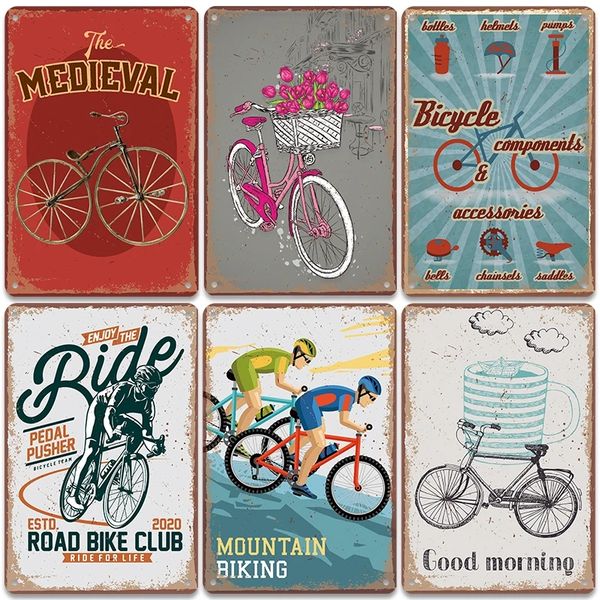 

retro bicycle art painting poster metal tin sign plate vintage mountain biking metal signs wall art decor for road bike club garage bar pub