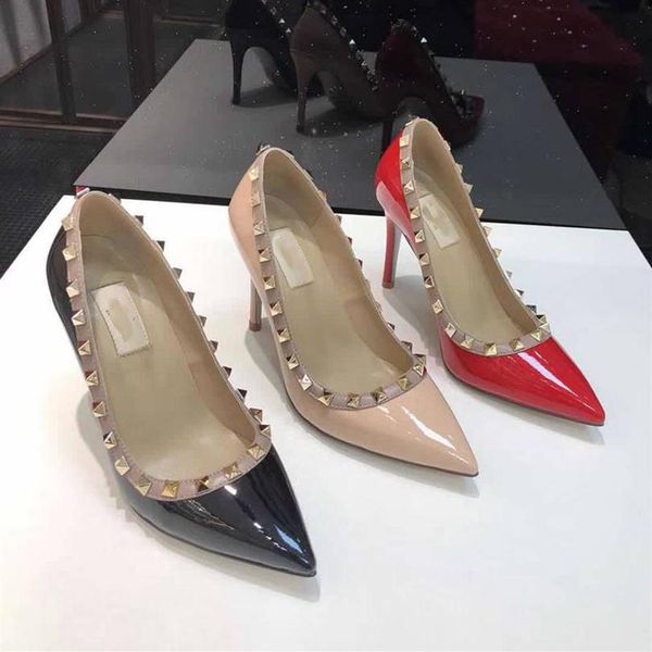 

high heels shoes for ladies pointed toes shoes slippers pink beige sandal shoes size 35-42 with box249g, Black