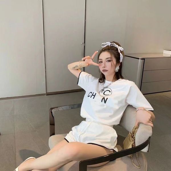 

2023 summer womens designers t shirt women brand classic modern trend luxury goods two-piece setwith short sleeves breathable outdoor moveme, White