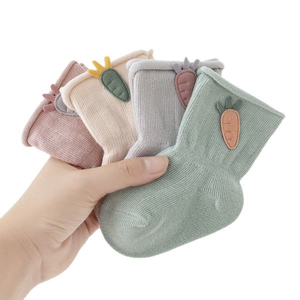 

newborn tube socks new cartoon cotton anti-loose baby socks baby socks girl baby socks design, Pink;yellow