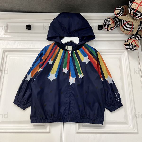 

designer kids jackets sun protection 2023ss spring boys outwear high end children custom made coats size 100-160cm newly luxury girls windbr, Blue;gray