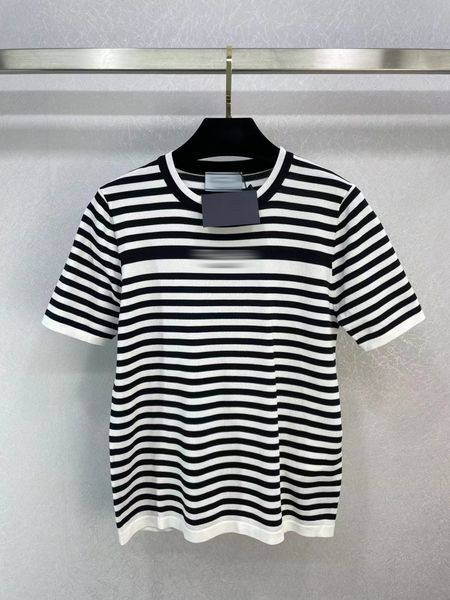 

milan runway women's sweaters 2023 spring summer o neck short sleeve panelled print designer sweaters brand same style sweaters 0218-13, White;black