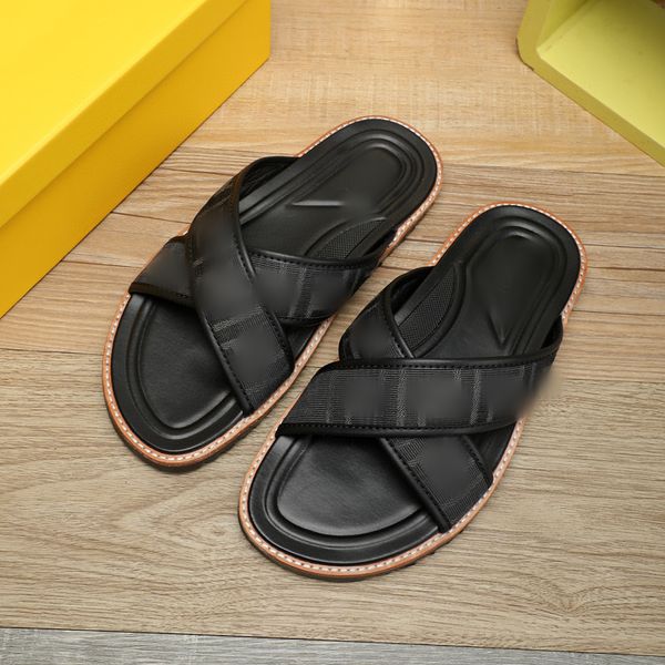 

luxury men slippers letter printed designer mens slides with original box boy casual slipper plus size, Black