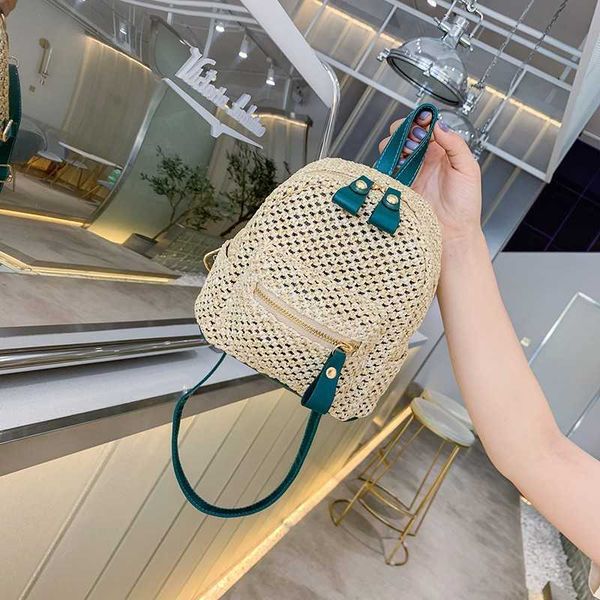 

bag female new woven backpack urban simple leisure straw handbags purse
