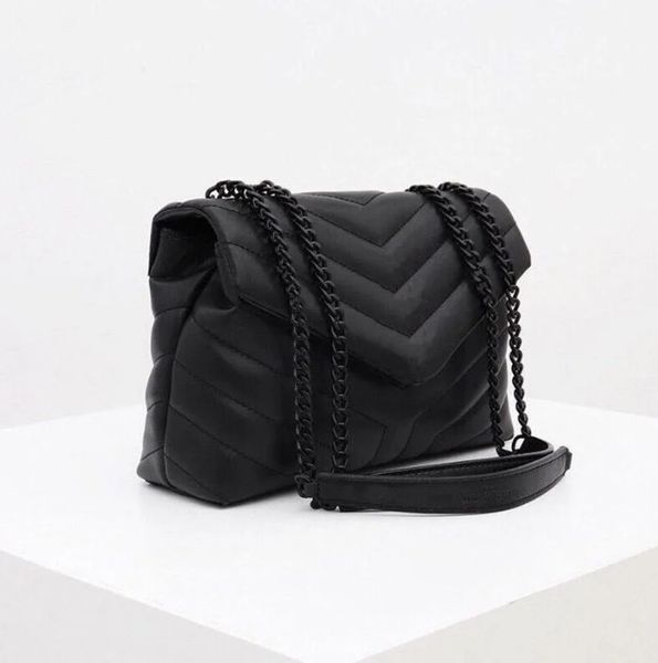

2023 luxury handbag shoulder bag brand designer seam leather ladies metal chain black clamshell messenger chain bags with box wholesale