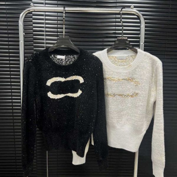 

23ss fashion designer women brand knitted slim sweater round collar womens autumn winter high-quality clothess a1, White;black