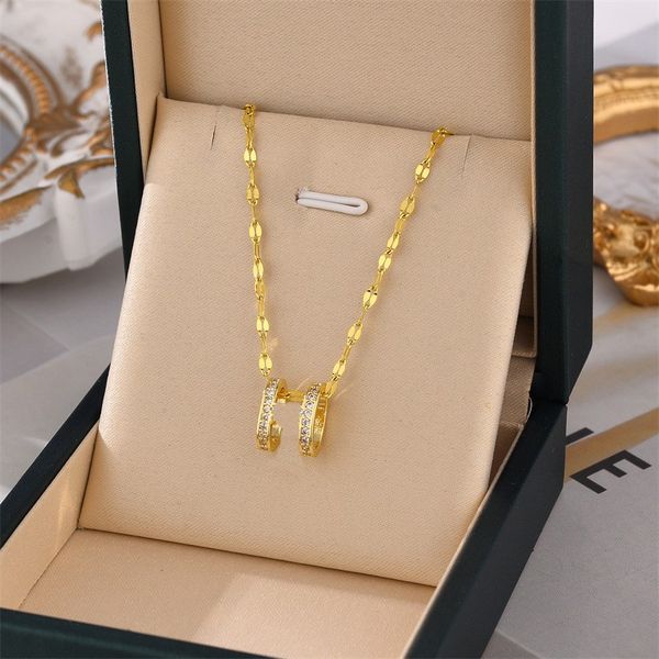 

handmade jewelry womens h letter pendant necklaces cuban link chain chrome heart necklace coco crystal stones iced out pendants love chains, Silver