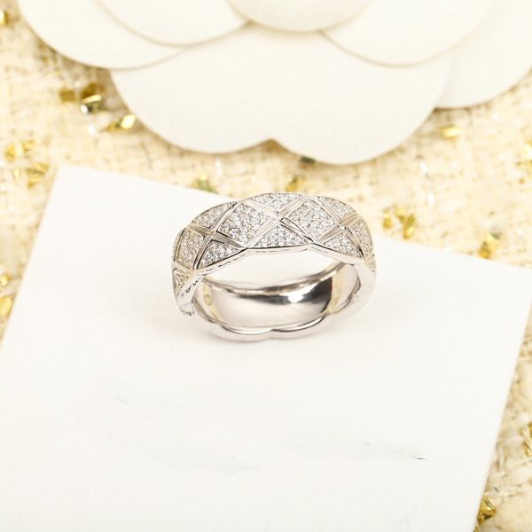 

2023 luxury quality s925 silver charm ring rhombus design and diamond have box stamp ps3310