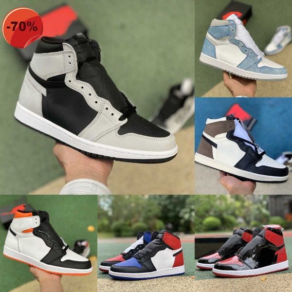 

sandals university blue jumpman 1 1s high basketball shoes mens women shadow 2.0 jorden bred patent bio hack hyper royal turbo green chicago, Black