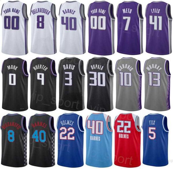 

printed city earned basketball deaaron fox jerseys 5 davion mitchell 15 richaun holmes 22 chimezie metu 7 keegan murray 13 harrison barnes 4, Black;red