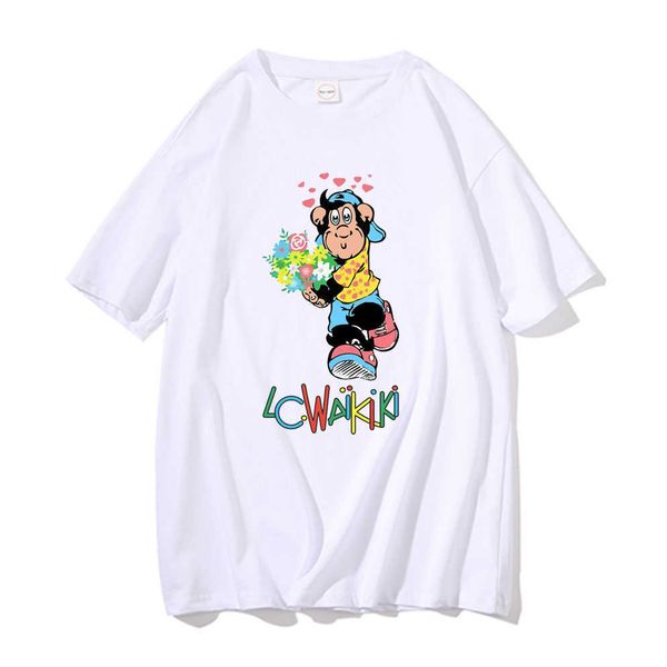 

men's t-shirts funny monkey graphic print tshirt men women brand tshirt mens short sleeve lc waikiki monkey with flowers merchandise t, White;black