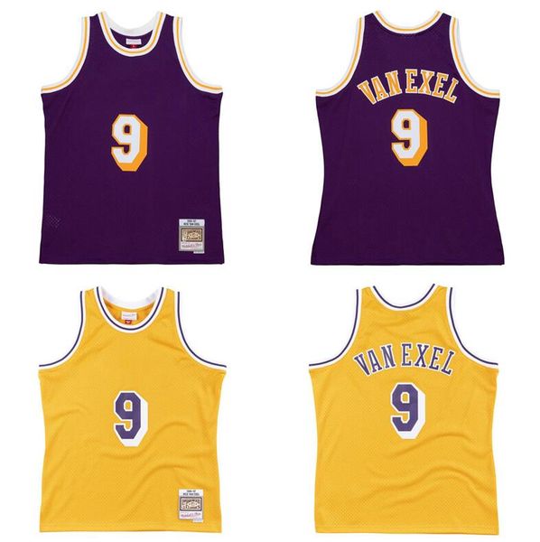 

nick van exel stitched basketball jersey s-6xl mitchell ness jersey 1996-97 mesh hardwoods classics retro jerseys men women youth yellow, Black;red