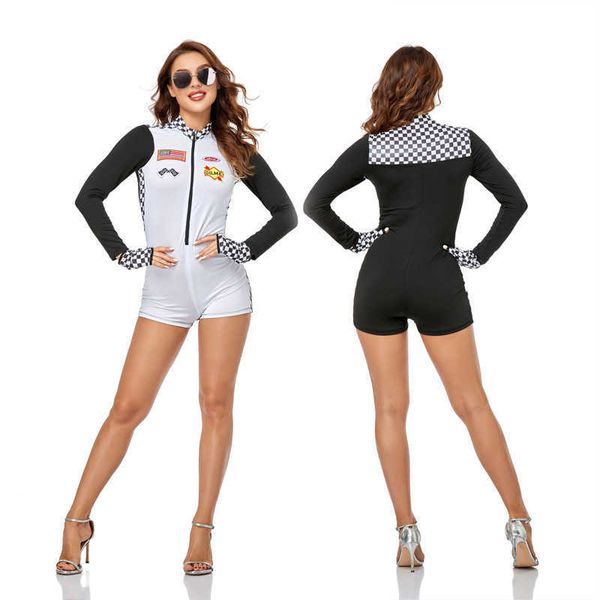 

suit halloween racing girl game model uniform f1 motorcycle cheerleader tight long sleeve jump, Black;white
