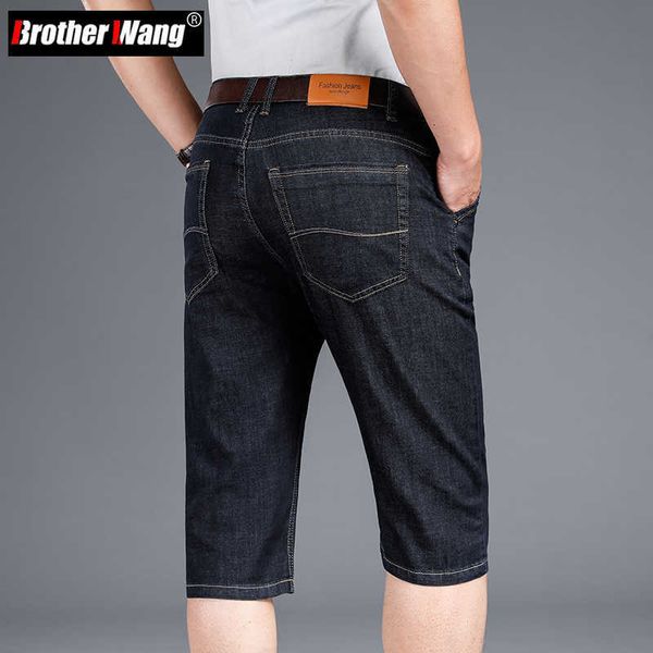 

men's shorts classic summer men's thin stretch short jeans business fashion cotton straight denim shorts male brand clothes black, White;black