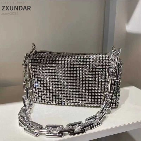 

new rhinestone handbags for women clutch 2022 diamonds shoulder bag purse ladies female crossbody bag shining chain crystal tote