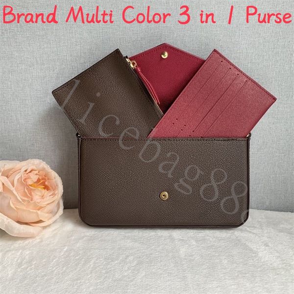 

3 in 1 shoulder bags multi felicie pochette women chain bags wallet messenger leather handbags shoulder flower l letter v purse
