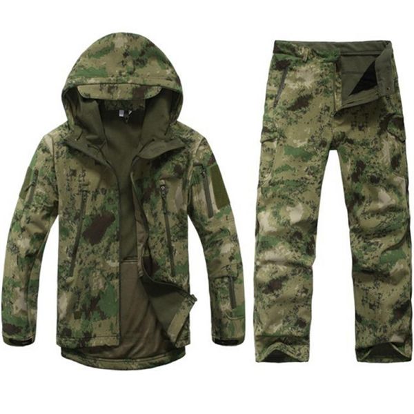 

tactical soft shell fleece jacket men outdoor waterproof camo hunting clothes suit camouflage army jackets sports coats2125, Black