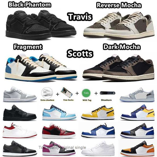 

jumpman 1 travis scotts basketball shoes black phantom reverse mocha fragment olive wolf grey 1s low dark mocha sports sneakers for men and