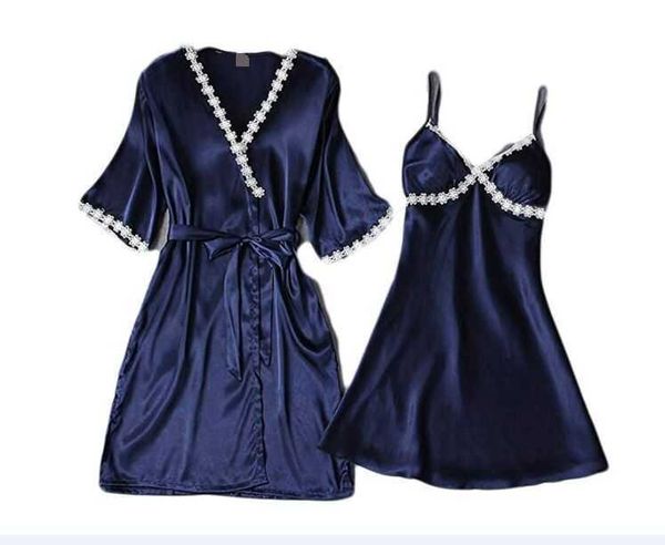 

nightgown spring and summer imitation silk bathrobe large gown sexy