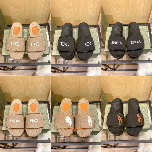 

designer woman g slippers slipper gear bottoms flip flops women luxury sandals fashion embroidered brown letter causal shoes size 35-40, Black