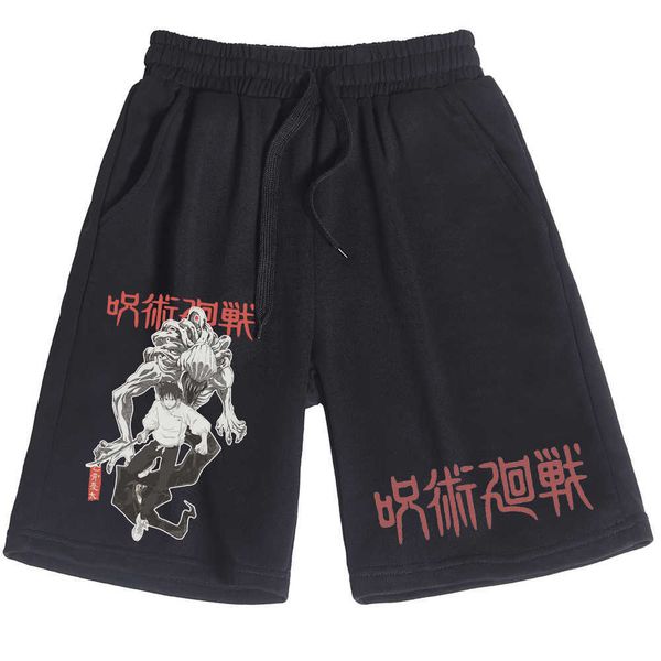 

men's shorts jujutsu kaisen yuta okkotsu anime shorts casual loose summer man woman cotton short pants j230218, White;black