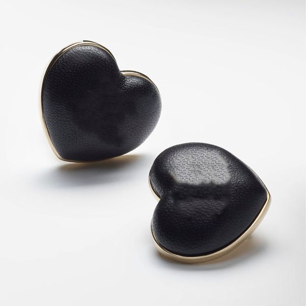 

2023 new brand yellow gold color charm earrings fashion jewelry woman vintage black leather heart c name earrings party cute party fashion j, Golden