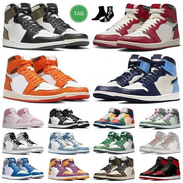

jumpman 1 retro mens womens basketball shoes mid designer retros 1s high og starfish denim chicago lost and found patent bred black white pa