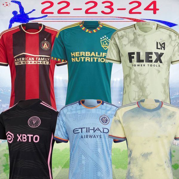 

23 24 mls fc soccer jerseys atlanta united martinez away miami 2023 lafc la vela galaxy chicharito charlotte men kids football shirt, Black