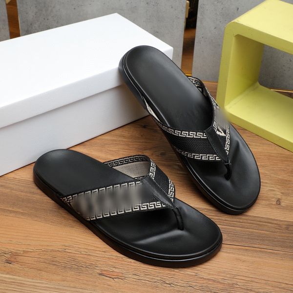 

luxury men slippers letter printed designer mens slides with original box flip flops casual slipper plus size, Black