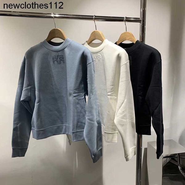 

designer family round neck foaming letter printing short wang pullover plush sweater women's three color autumn winter top, Black