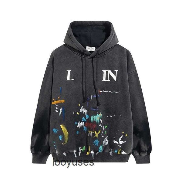 

designer luxury lanvins classic sweaters galleryes streetwear dept splash ink graffiti print men's women's autumn co winter loose, Black