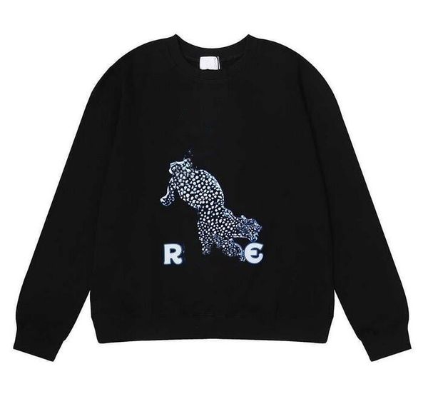 

designer rhudes mens hoodie rhudes hoody hooded sweatshirt felpa uomo niche fashion brand sudadera autumn winter long sleeve round neck pull, Black