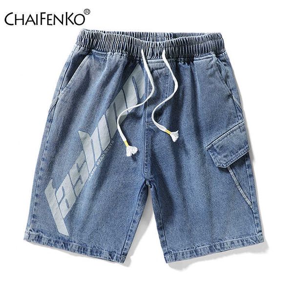 

men's shorts chaifenko men's summer new shorts jeans fashion casual printing denim shorts brand denim shorts men plus size m8xl j2, White;black