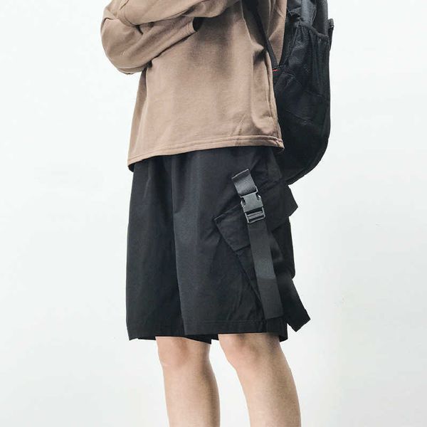 

men's shorts fashion casual shorts men ribbons pockets cargo pants shorts for male soild daily home gym sport fitness outdoor clothing, White;black