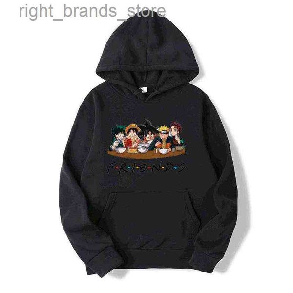 

men's hoodies sweatshirts anime my hero academia men/womens print friends long sleeve demon blade oversized hoodies sweatshirts clothes, Black