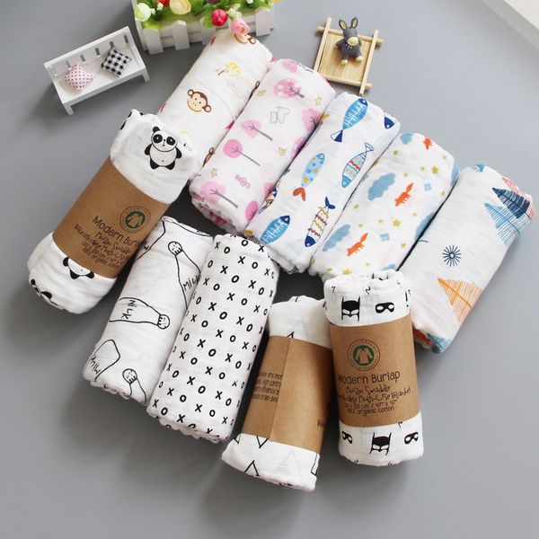 

baby blanket bath towel swaddle blanket 100% cotton gauze muslin blanket 120cm newborn blankets