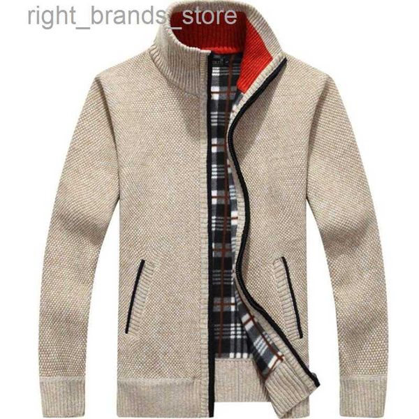 

men's jackets men's jackets new autumn winter warm cashmere casual wool zipper slim fit fleece coat dress knitwear male y2302 0219, Black;brown