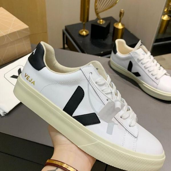 

wholesaleoriginal veja shoes campo womens sneakers men's classic white shoes fashion couples vegetarianism style size 36-44 em2r, Black