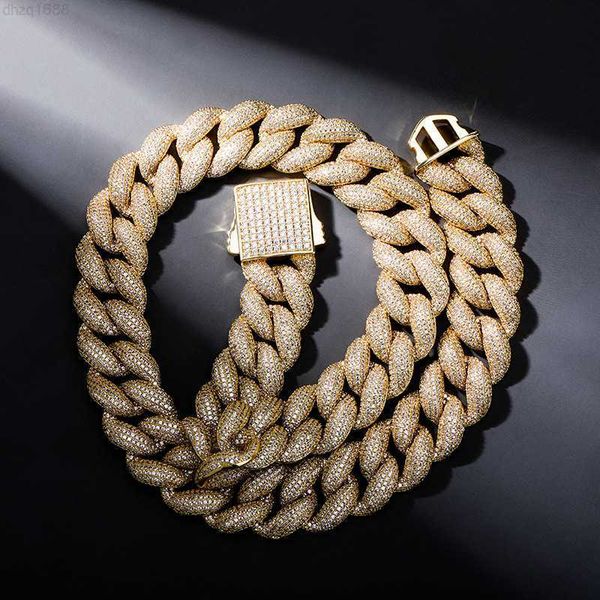 

18mm miami cuban chain with spring clasp ice micro pave cz mens necklace hip hop fashion luxury jewelry for gift party, Silver