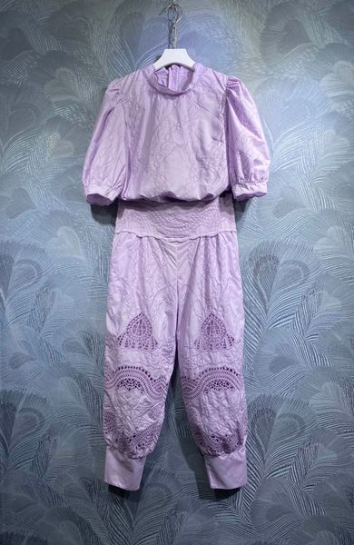 

spring 2023 new stand collar cotton with trousers suit, White